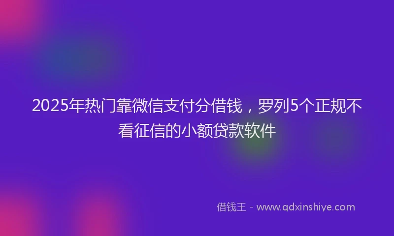 2025年热门靠微信支付分借钱，罗列5个正规不看征信的小额贷款软件