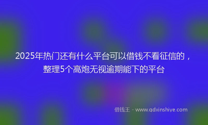 2025年热门还有什么平台可以借钱不看征信的，整理5个高炮无视逾期能下的平台