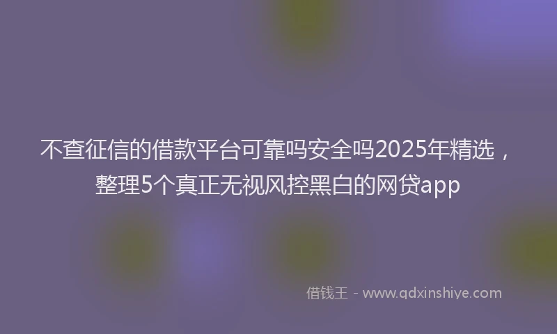 不查征信的借款平台可靠吗安全吗2025年精选，整理5个真正无视风控黑白的网贷app