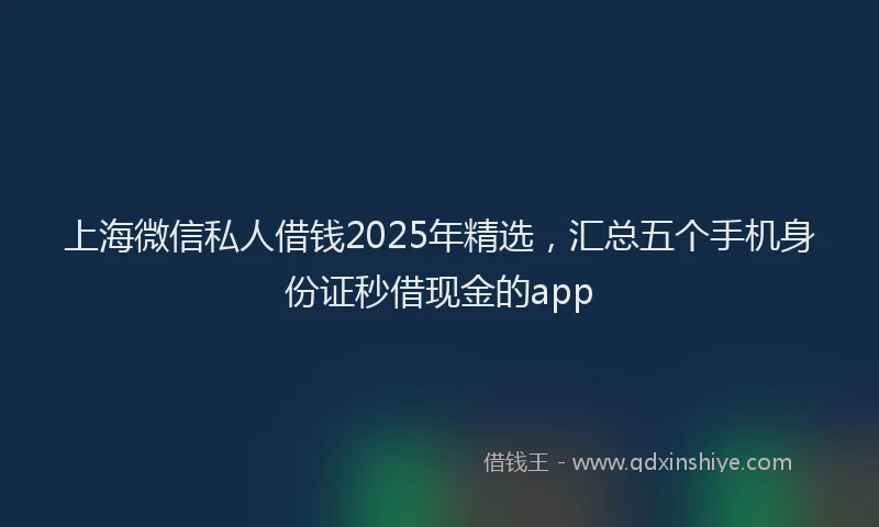 上海微信私人借钱2025年精选，汇总五个手机身份证秒借现金的app