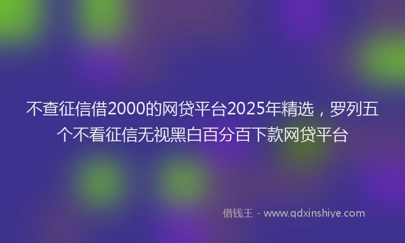 不查征信借2000的网贷平台2025年精选，罗列五个不看征信无视黑白百分百下款网贷平台