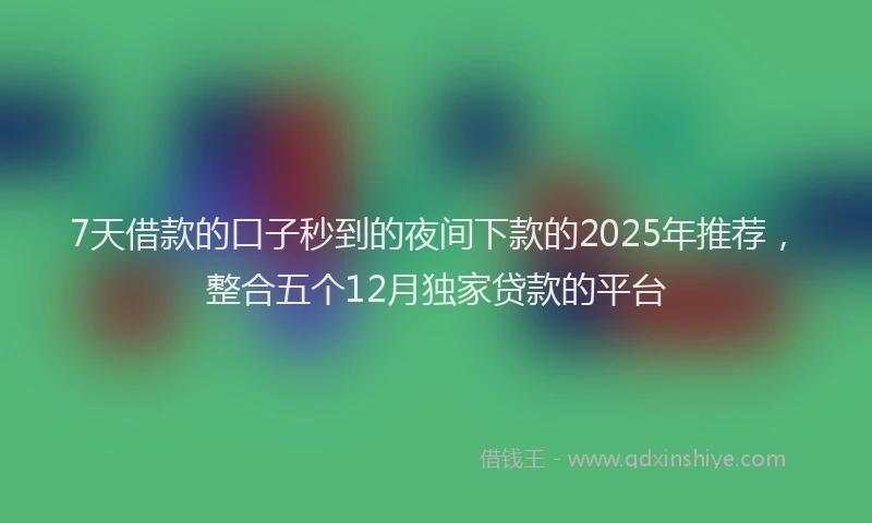 7天借款的口子秒到的夜间下款的2025年推荐，整合五个12月独家贷款的平台
