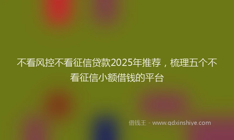 不看风控不看征信贷款2025年推荐，梳理五个不看征信小额借钱的平台