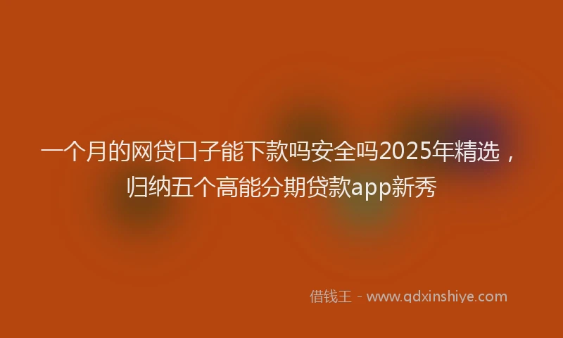一个月的网贷口子能下款吗安全吗2025年精选，归纳五个高能分期贷款app新秀