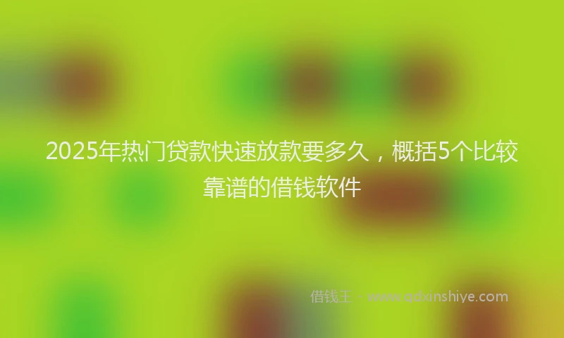 2025年热门贷款快速放款要多久，概括5个比较靠谱的借钱软件