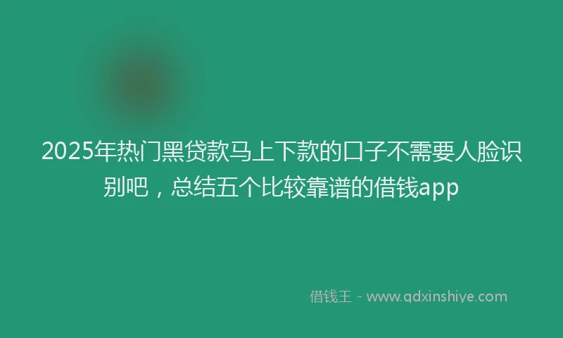 2025年热门黑贷款马上下款的口子不需要人脸识别吧，总结五个比较靠谱的借钱app