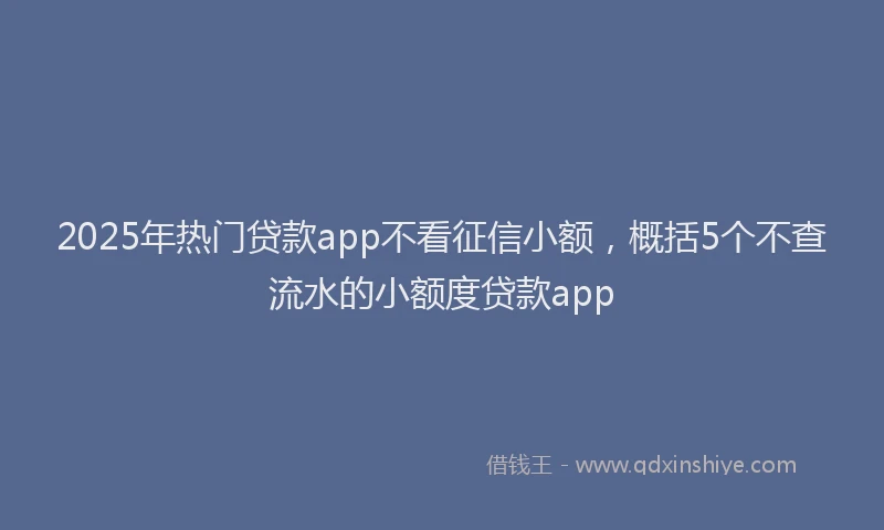 2025年热门贷款app不看征信小额，概括5个不查流水的小额度贷款app