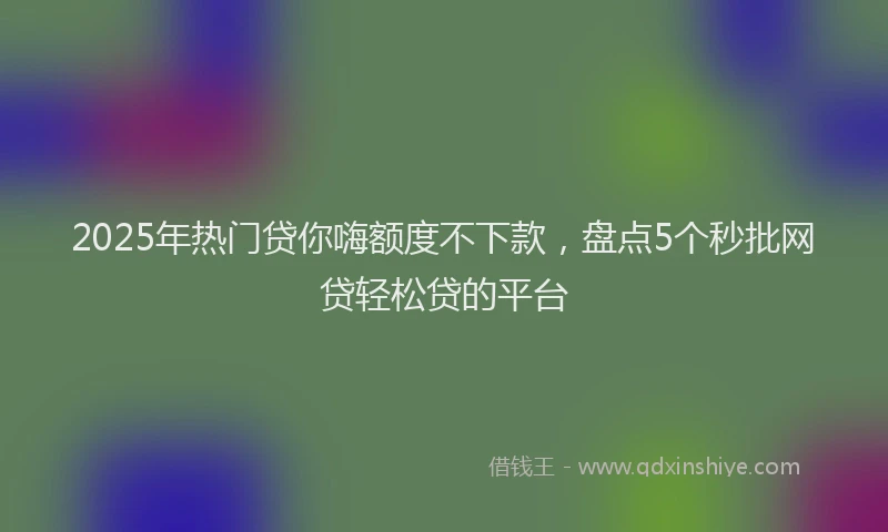 2025年热门贷你嗨额度不下款，盘点5个秒批网贷轻松贷的平台