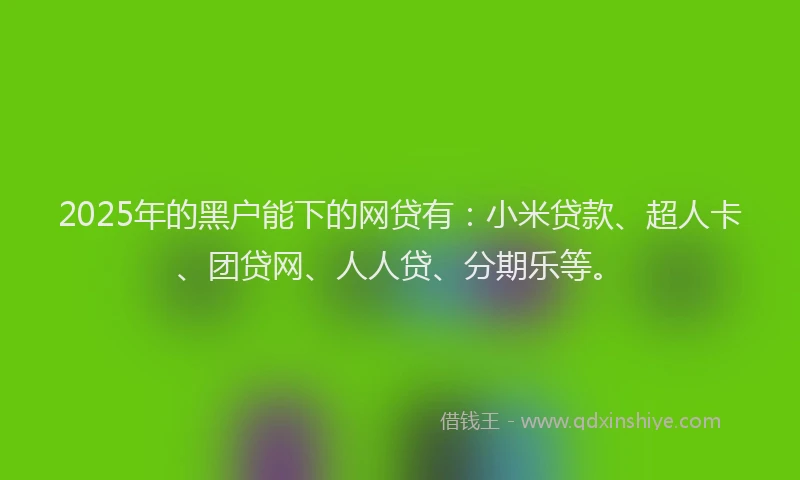 2025年的黑户能下的网贷有：小米贷款、超人卡、团贷网、人人贷、分期乐等。