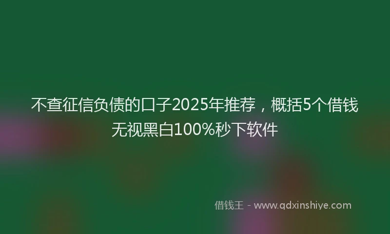 不查征信负债的口子2025年推荐，概括5个借钱无视黑白100%秒下软件