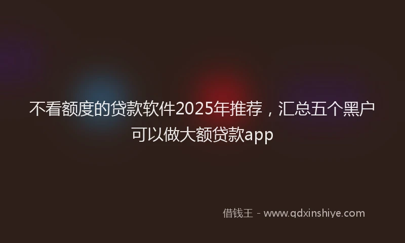 不看额度的贷款软件2025年推荐，汇总五个黑户可以做大额贷款app