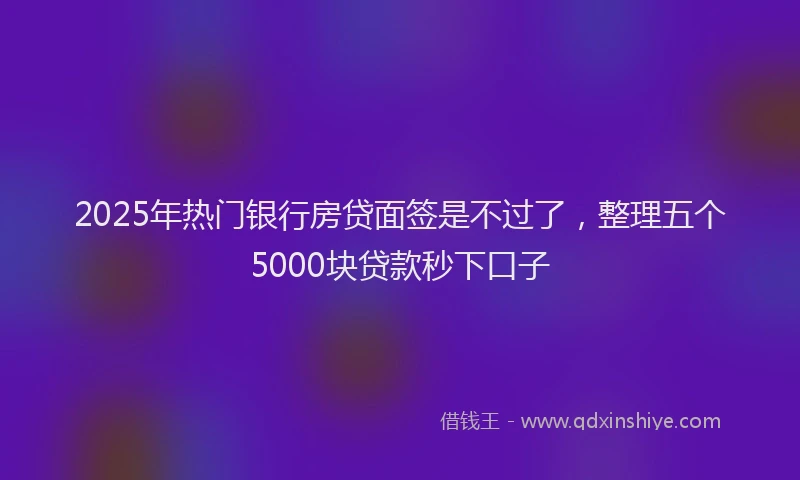2025年热门银行房贷面签是不过了，整理五个5000块贷款秒下口子