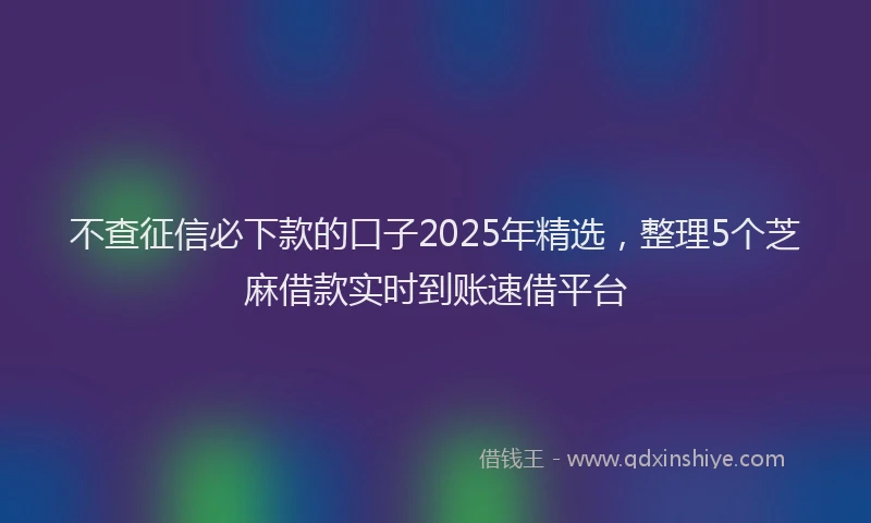 不查征信必下款的口子2025年精选，整理5个芝麻借款实时到账速借平台