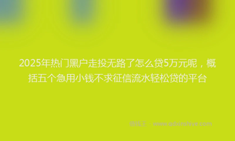 2025年热门黑户走投无路了怎么贷5万元呢，概括五个急用小钱不求征信流水轻松贷的平台