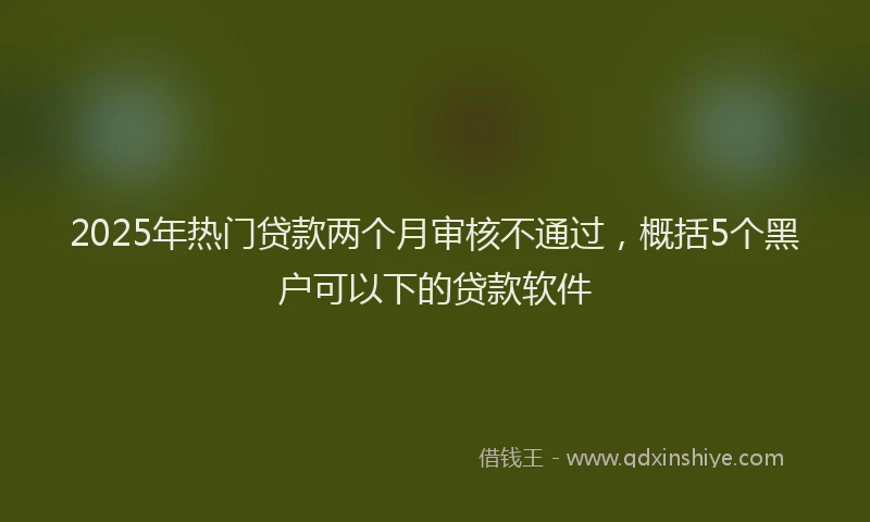 2025年热门贷款两个月审核不通过，概括5个黑户可以下的贷款软件