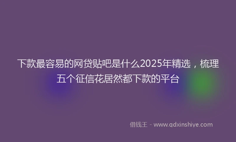 下款最容易的网贷贴吧是什么2025年精选，梳理五个征信花居然都下款的平台