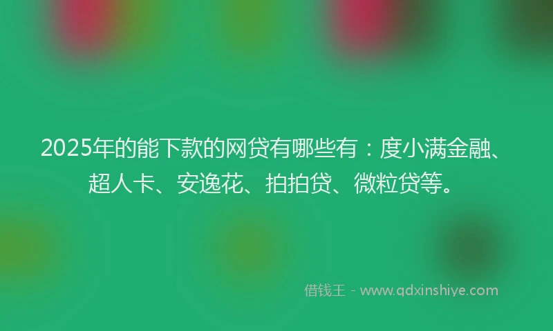 2025年的能下款的网贷有哪些有：度小满金融、超人卡、安逸花、拍拍贷、微粒贷等。