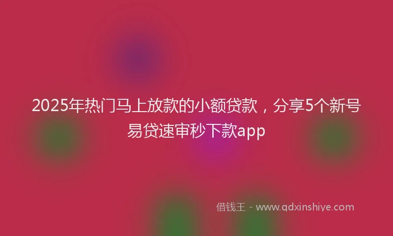 2025年热门马上放款的小额贷款，分享5个新号易贷速审秒下款app