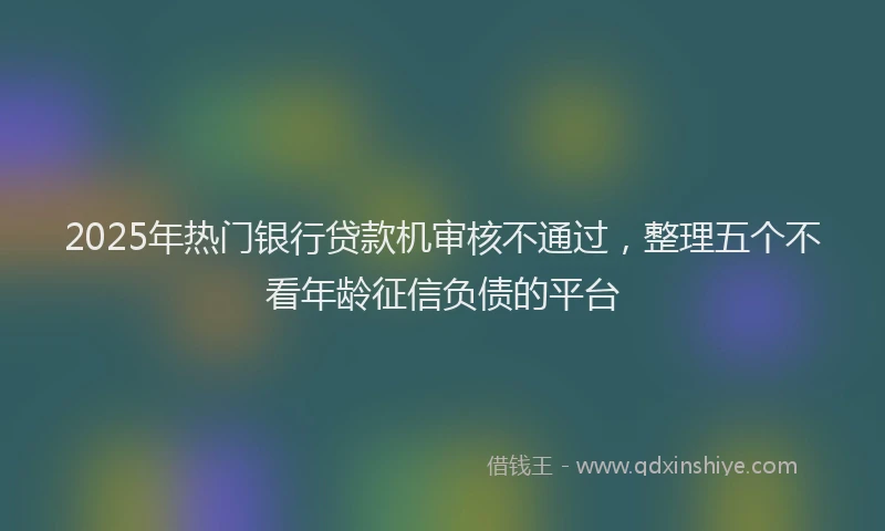 2025年热门银行贷款机审核不通过，整理五个不看年龄征信负债的平台