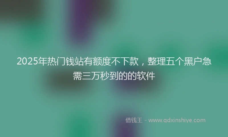 2025年热门钱站有额度不下款，整理五个黑户急需三万秒到的的软件