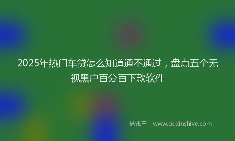 2025年热门车贷怎么知道通不通过，盘点五个无视黑户百分百下款软件