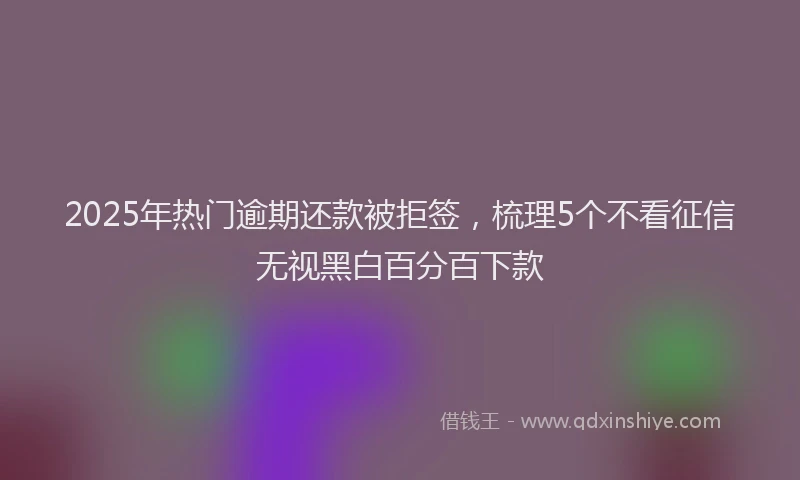 2025年热门逾期还款被拒签，梳理5个不看征信无视黑白百分百下款