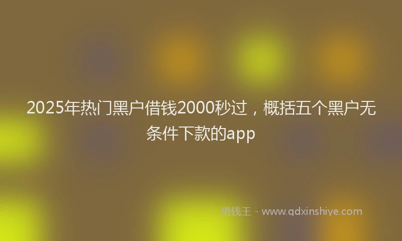 2025年热门黑户借钱2000秒过，概括五个黑户无条件下款的app