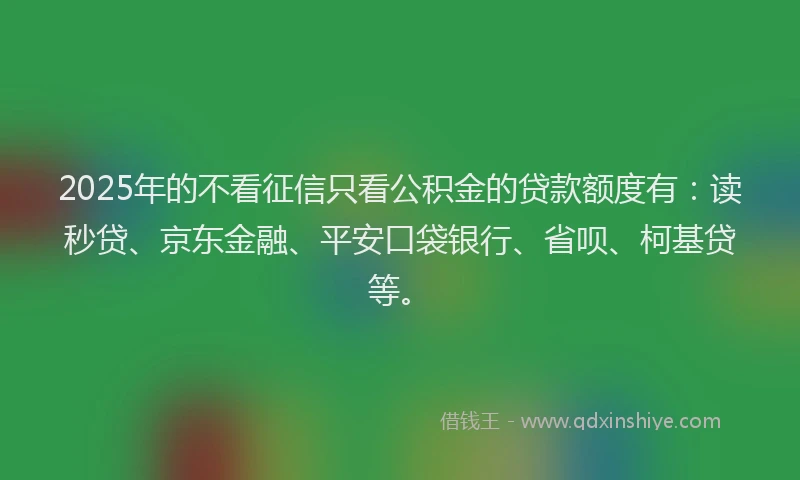 2025年的不看征信只看公积金的贷款额度有：读秒贷、京东金融、平安口袋银行、省呗、柯基贷等。