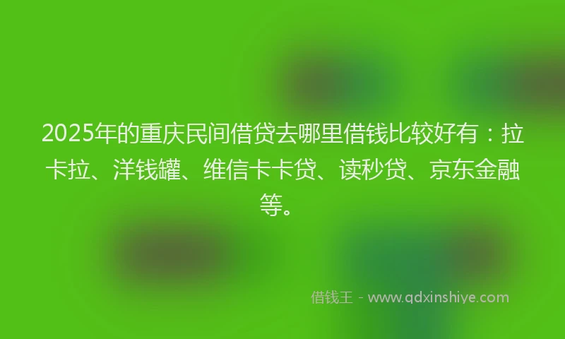 2025年的重庆民间借贷去哪里借钱比较好有：拉卡拉、洋钱罐、维信卡卡贷、读秒贷、京东金融等。