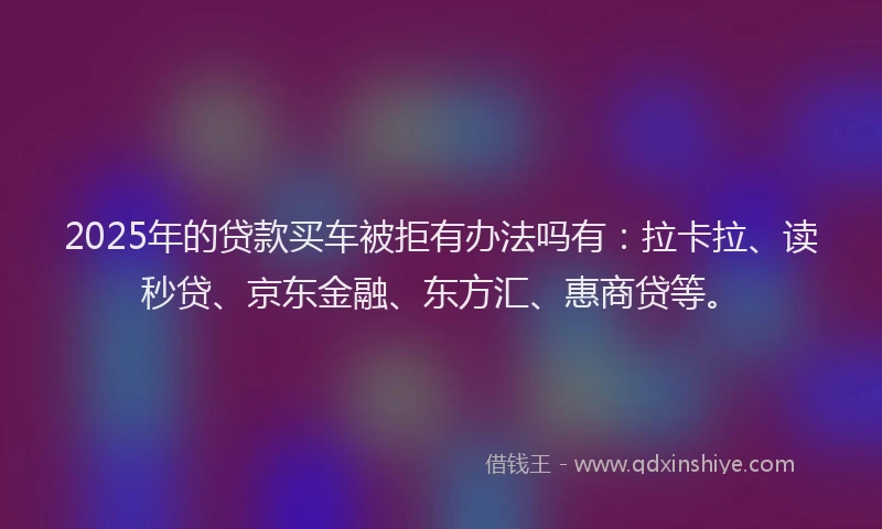 2025年的贷款买车被拒有办法吗有：拉卡拉、读秒贷、京东金融、东方汇、惠商贷等。