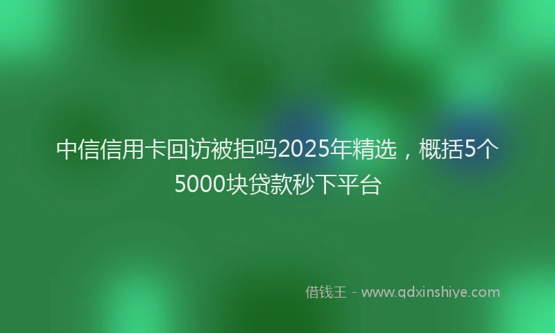 中信信用卡回访被拒吗2025年精选，概括5个5000块贷款秒下平台