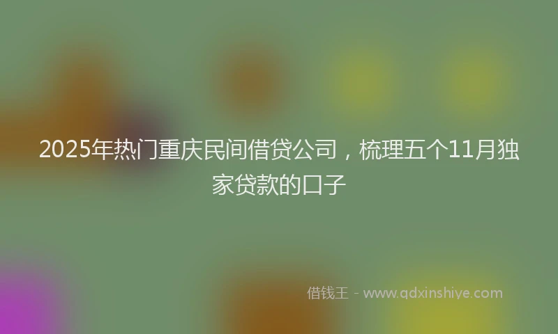2025年热门重庆民间借贷公司，梳理五个11月独家贷款的口子