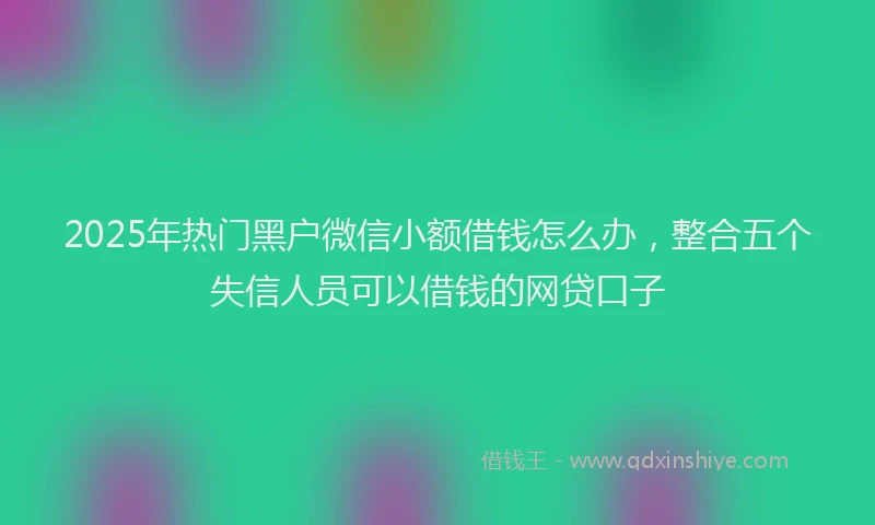 2025年热门黑户微信小额借钱怎么办，整合五个失信人员可以借钱的网贷口子