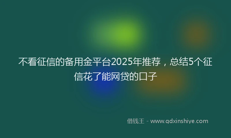 不看征信的备用金平台2025年推荐，总结5个征信花了能网贷的口子