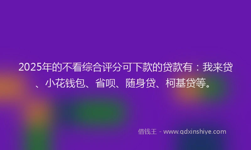 2025年的不看综合评分可下款的贷款有：我来贷、小花钱包、省呗、随身贷、柯基贷等。