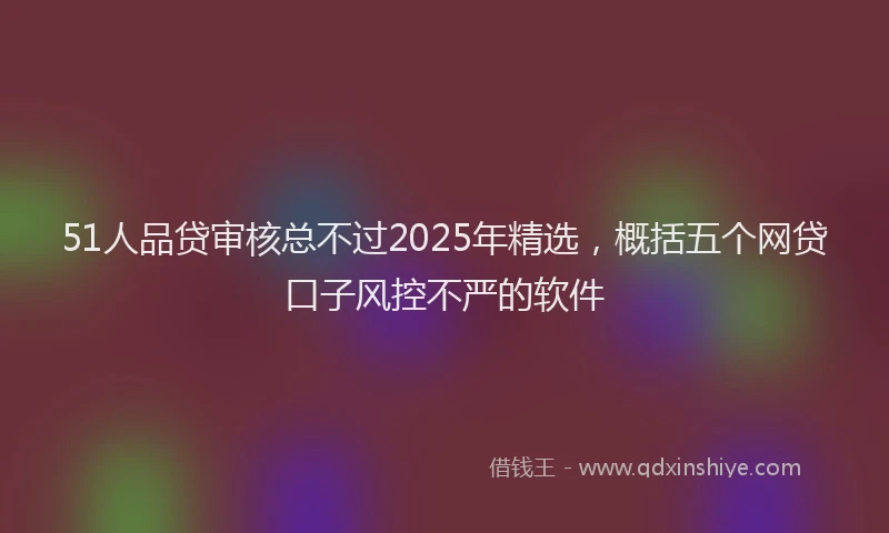51人品贷审核总不过2025年精选，概括五个网贷口子风控不严的软件