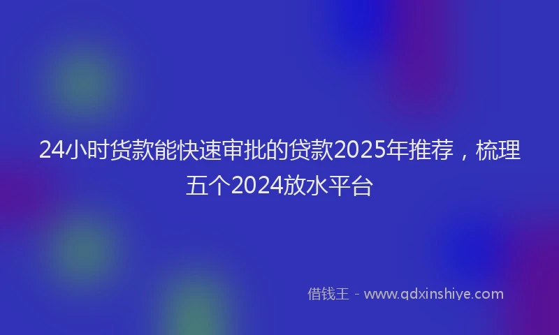 24小时货款能快速审批的贷款2025年推荐，梳理五个2024放水平台