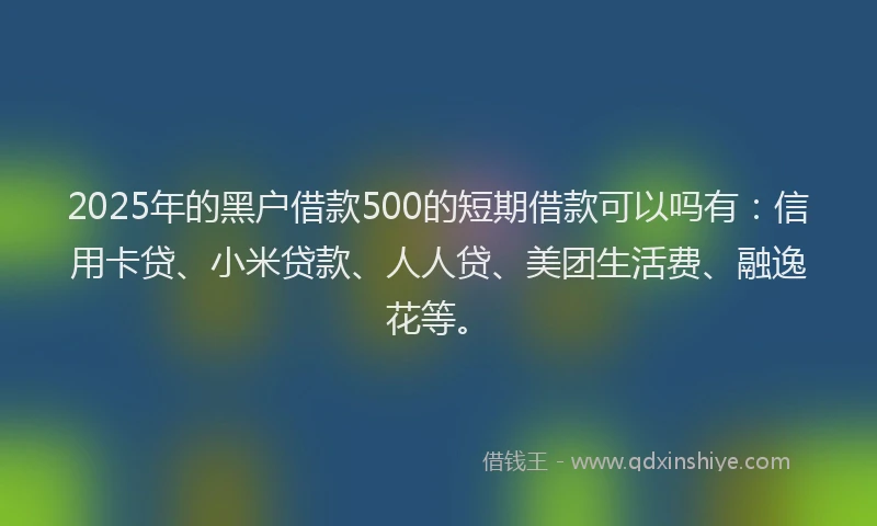 2025年的黑户借款500的短期借款可以吗有：信用卡贷、小米贷款、人人贷、美团生活费、融逸花等。