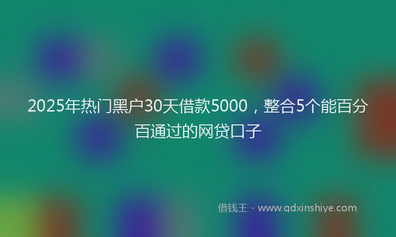 2025年热门黑户30天借款5000，整合5个能百分百通过的网贷口子