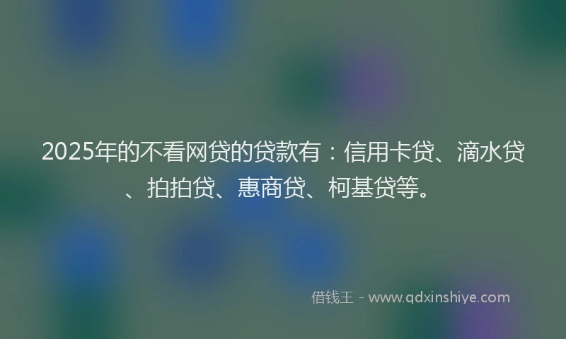 2025年的不看网贷的贷款有：信用卡贷、滴水贷、拍拍贷、惠商贷、柯基贷等。