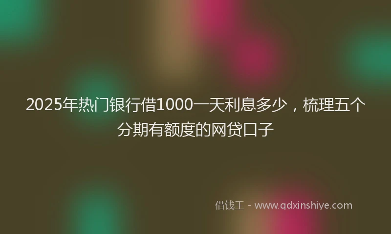2025年热门银行借1000一天利息多少，梳理五个分期有额度的网贷口子