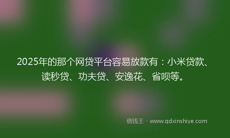 2025年的那个网贷平台容易放款有：小米贷款、读秒贷、功夫贷、安逸花、省呗等。
