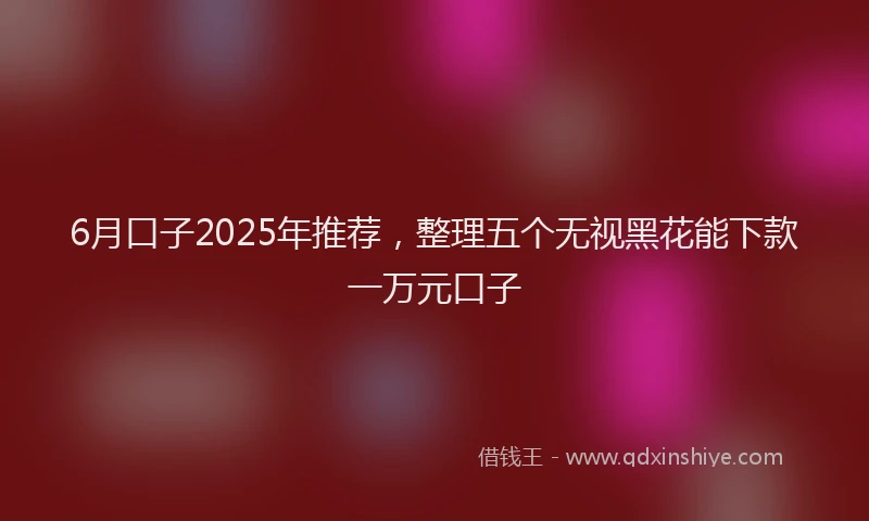6月口子2025年推荐，整理五个无视黑花能下款一万元口子