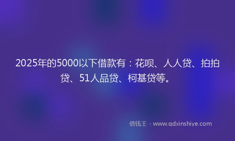 2025年的5000以下借款有：花呗、人人贷、拍拍贷、51人品贷、柯基贷等。