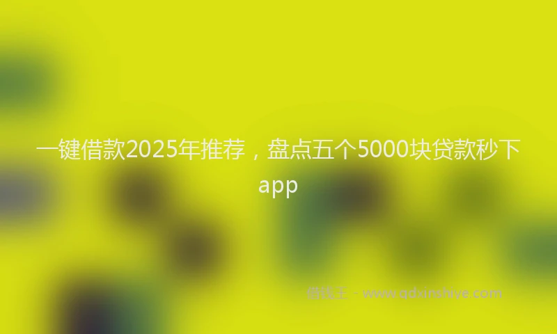 一键借款2025年推荐，盘点五个5000块贷款秒下app