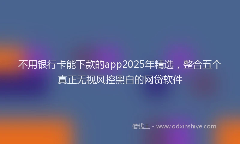 不用银行卡能下款的app2025年精选，整合五个真正无视风控黑白的网贷软件