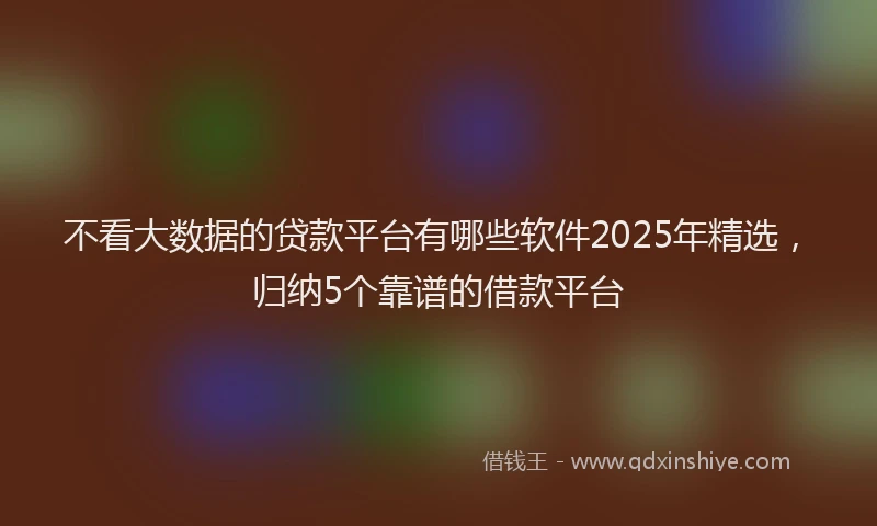 不看大数据的贷款平台有哪些软件2025年精选，归纳5个靠谱的借款平台