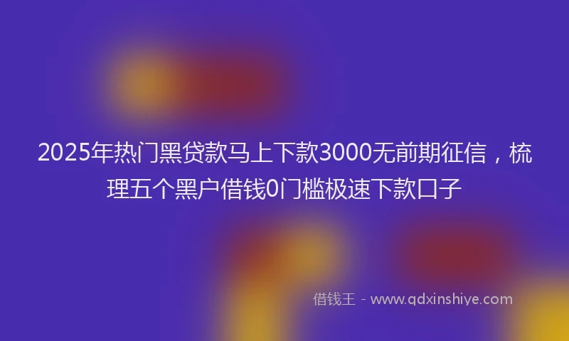 2025年热门黑贷款马上下款3000无前期征信，梳理五个黑户借钱0门槛极速下款口子