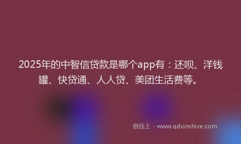2025年的中智信贷款是哪个app有：还呗、洋钱罐、快贷通、人人贷、美团生活费等。
