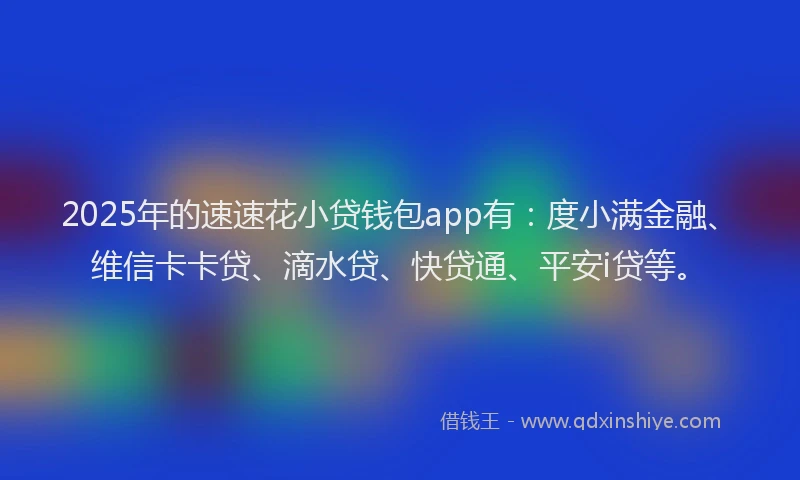 2025年的速速花小贷钱包app有：度小满金融、维信卡卡贷、滴水贷、快贷通、平安i贷等。